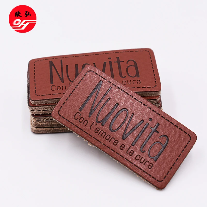 Wholesale Custom Embossed Logo Genuine Leather Patches for Clothing