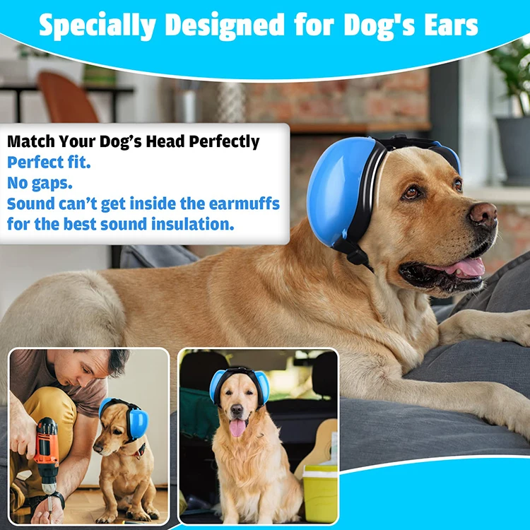25db Dog Earmuffs  Blue Dog Ear Muffs for Noise Protection for Dogs from Thunder, Fireworks, Vacuums Noise Cancelling Headphones
