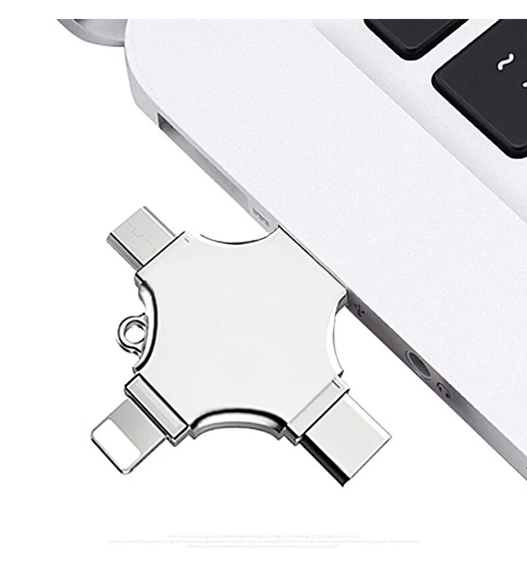 4 in 1 OTG custom USB Flash Drive logo 2.0 Memory Card Reader 8 16 32 64 128GB for iPhone iPad MacBook Android