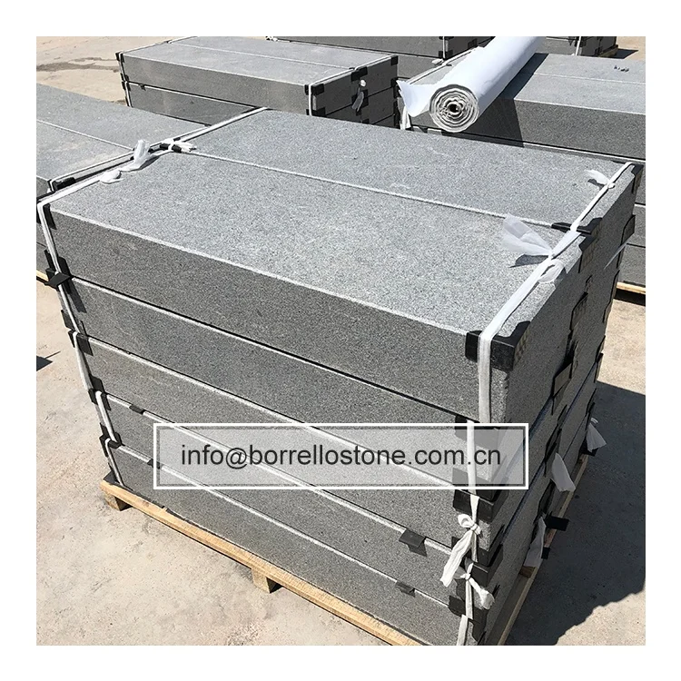 G654 flamed surface sesame black granite tile floor