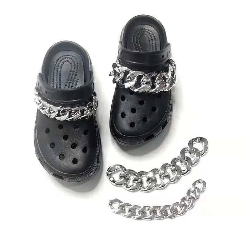 Lasted Designer Brand Cuban Links  Decor Diy Fir Gold Chains Charms Glitter Decorations Bling Chaine Luxury Clogs Chains