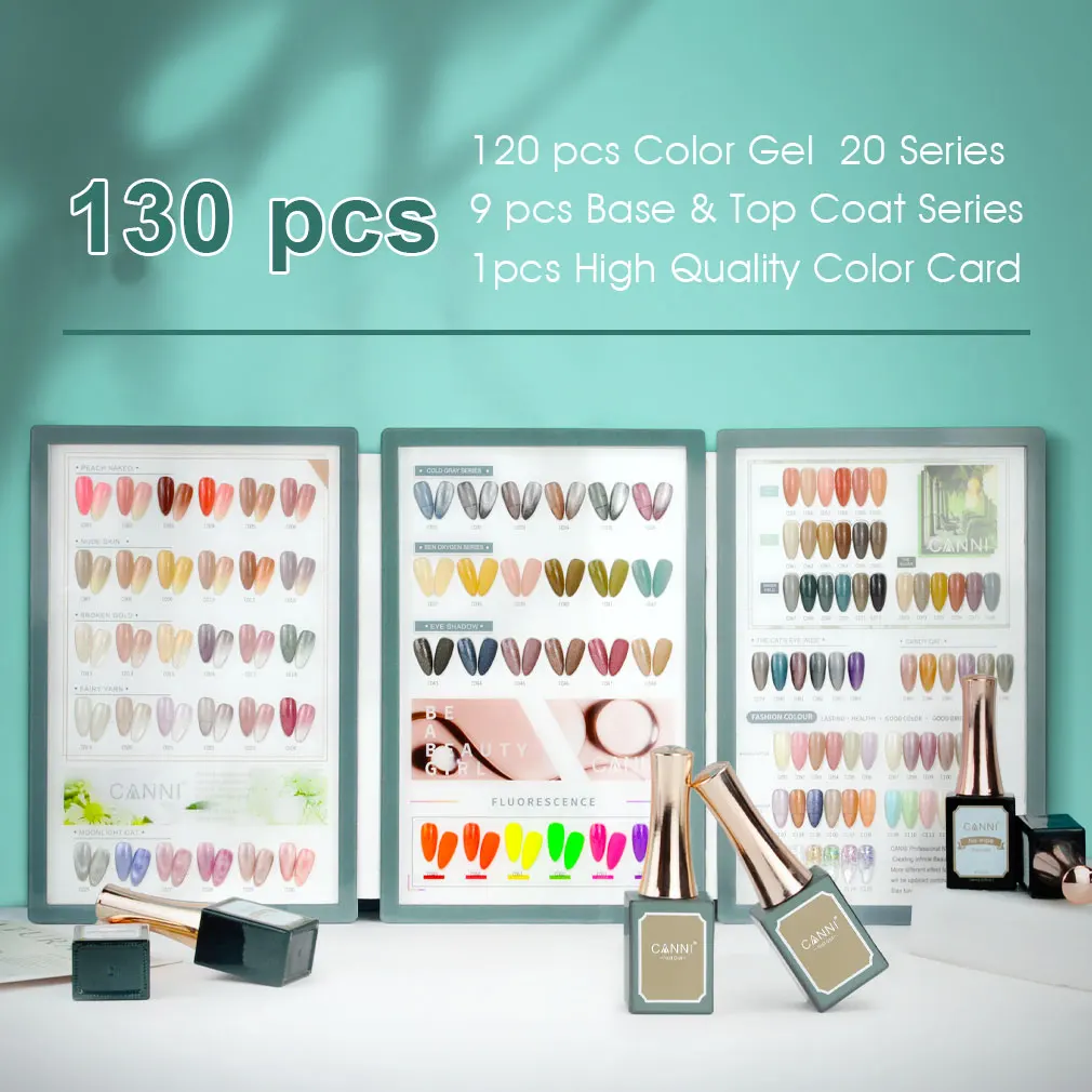 6 pcs/set CANNI Gel Nail Polish Kit 21 Options Cat Eye Golden Glitter Pure Summer Colors White Series Soak Factory Price