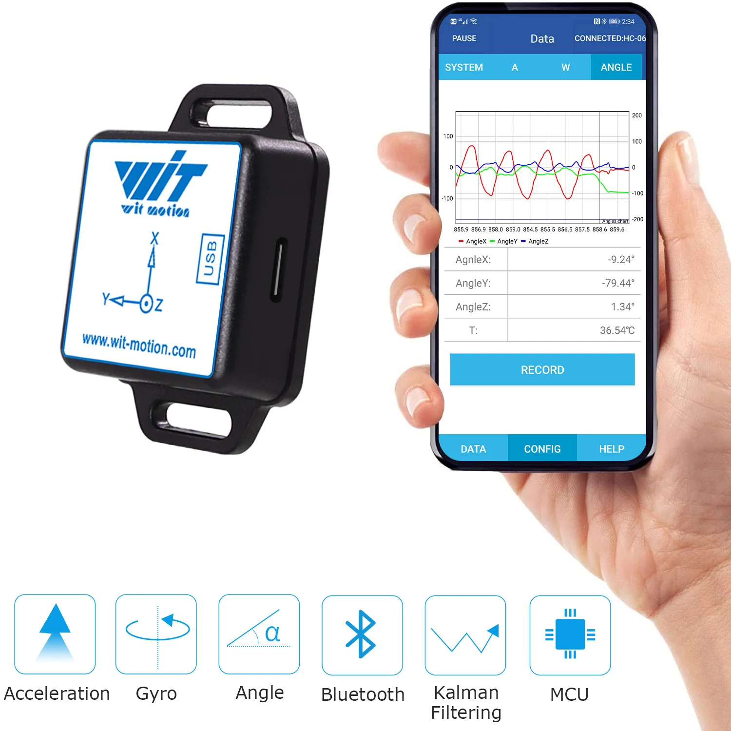 Инклинометр Witmotion BWT61CL система отслеживания движения с датчиком алгоритма