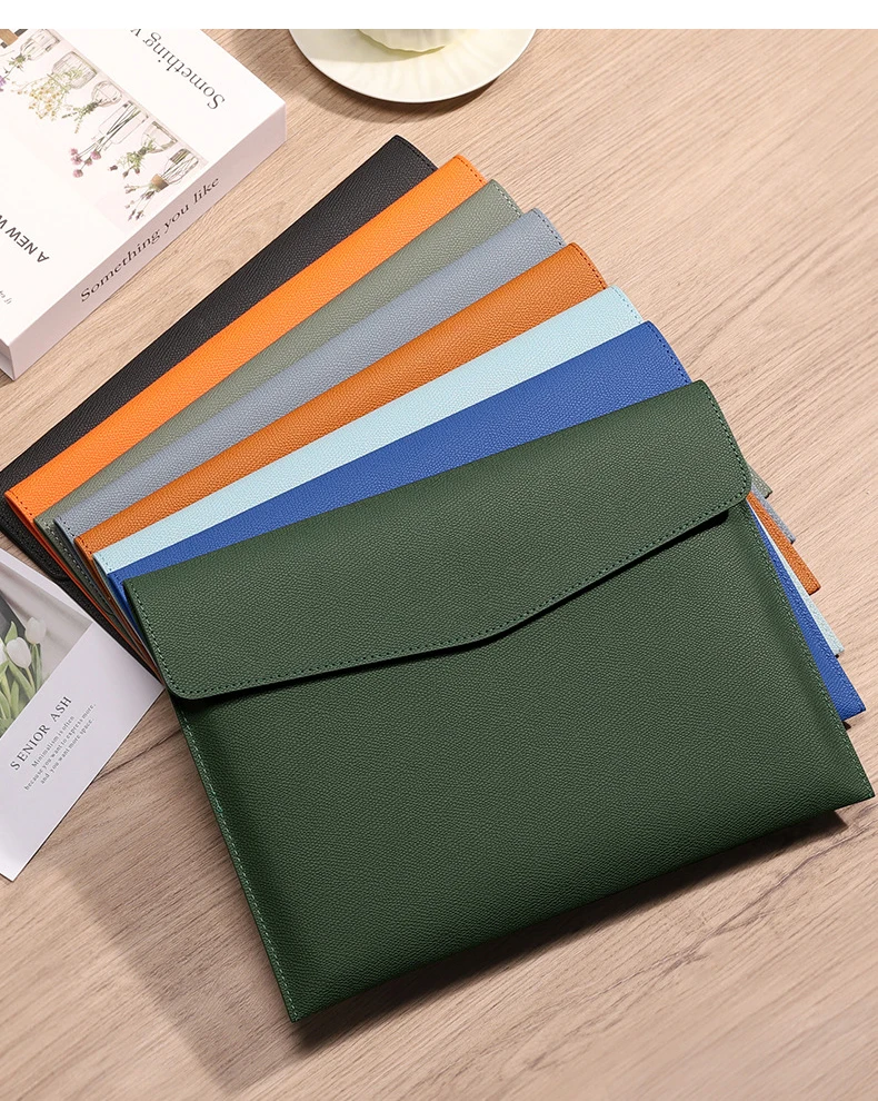 Minibook A5 Leather Tablet Document Pouch Holder Button Laptop Case For Sleeve Case For 13 Pro Computer Notebook Woven Case Bag