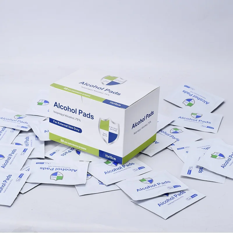 OPULA 50pcs Antiseptic Dis-infectant Surface Cleaning Alcohol Hand Wet Wipes Alcohol Prep Pads Big Size Alcohol Cleaning Wipes