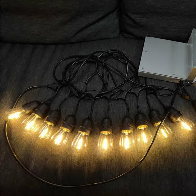 Christmas Lights 48ft 15 E26 Bulbs Outdoor Bistro Decorative LED String Lights holiday wedding party waterproof