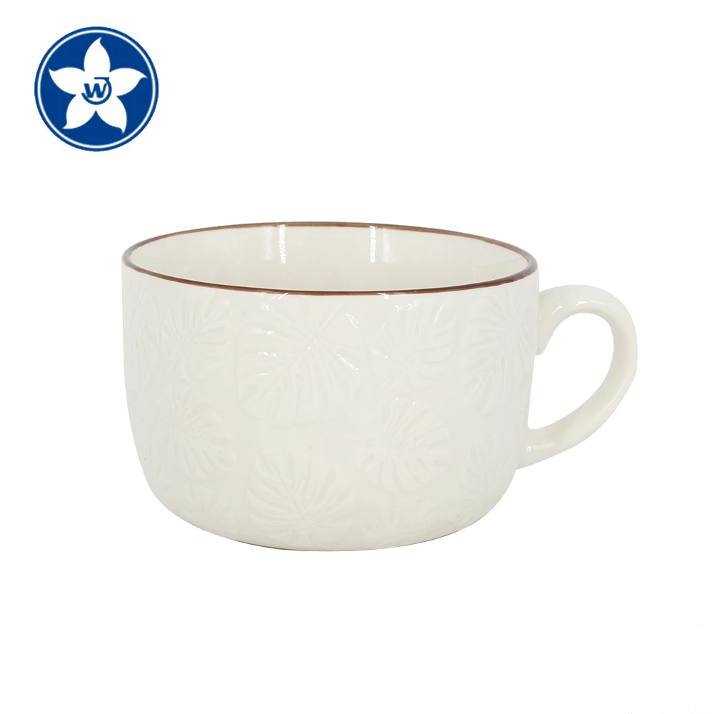 Large Cheap Colorful Stoneware Soup Mug 15OZ Novelty Modern Ceramic Soup Mugs