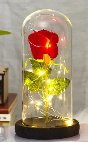 Artificial Red Eternal Rose Flowers Sale In Glass Dome for Wedding Home Decoration