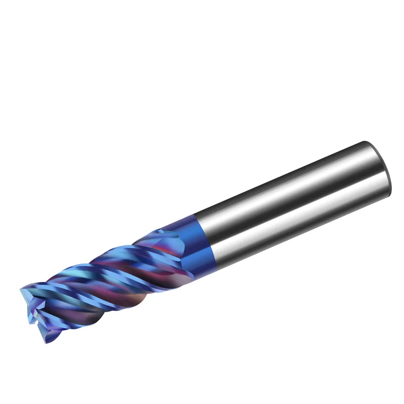 HRC65 High Hardness Solid Carbide End Mills With Blue Coated 4 Flute Flattened Endmill