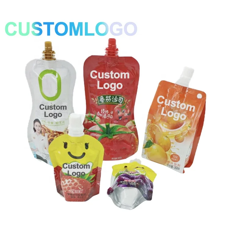 2023 Custom logo Printing Liquid Packaging Stand Up Drink Pouch with Spout Refill Squeeze Baby Food Juice Spout Pouch Bag