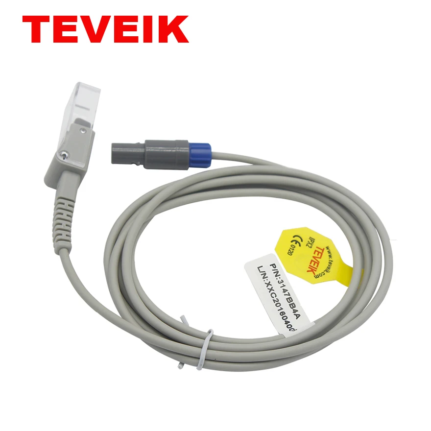 Customized SpO2 extension cable 6pin to DB9 female Mindray Reusable Adult Medical Finger Clip for Datex SpO2 Sensor Probe