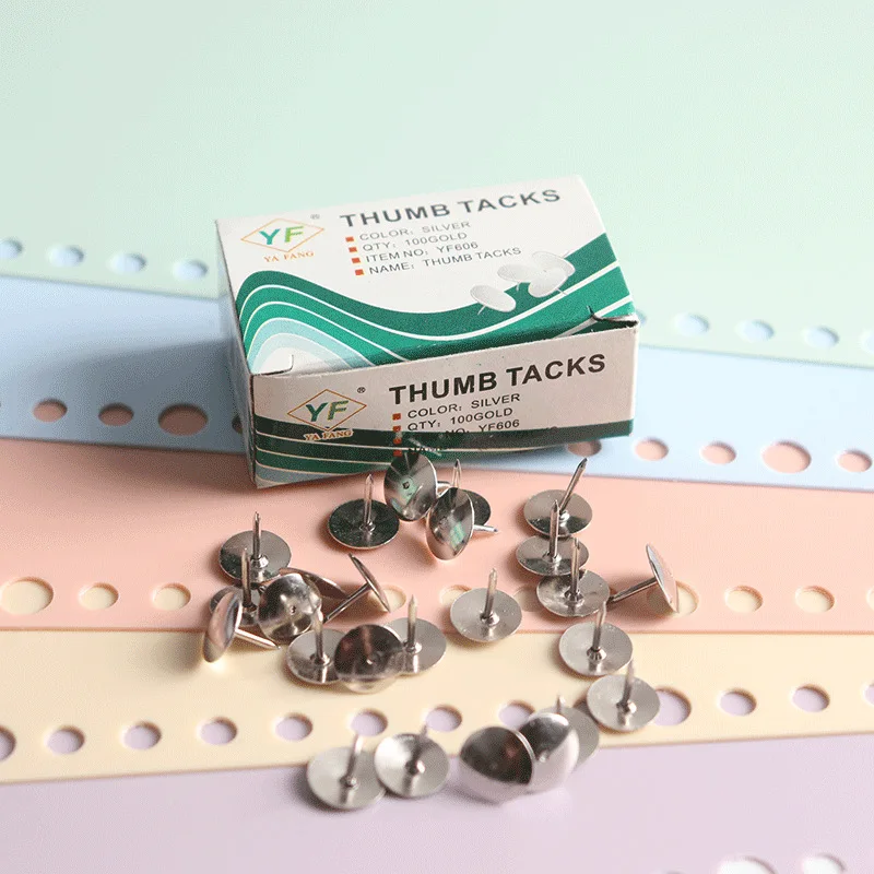 High Quality Office Stationery Wholesale Silver Golden Assorted Color Creative Pushpins Thumb Tacks Drawing Pins