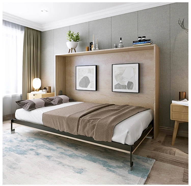 New design home office furniture automatic feet murphy bed frame folding bed wall invisible wall bed mechanism with cabinet