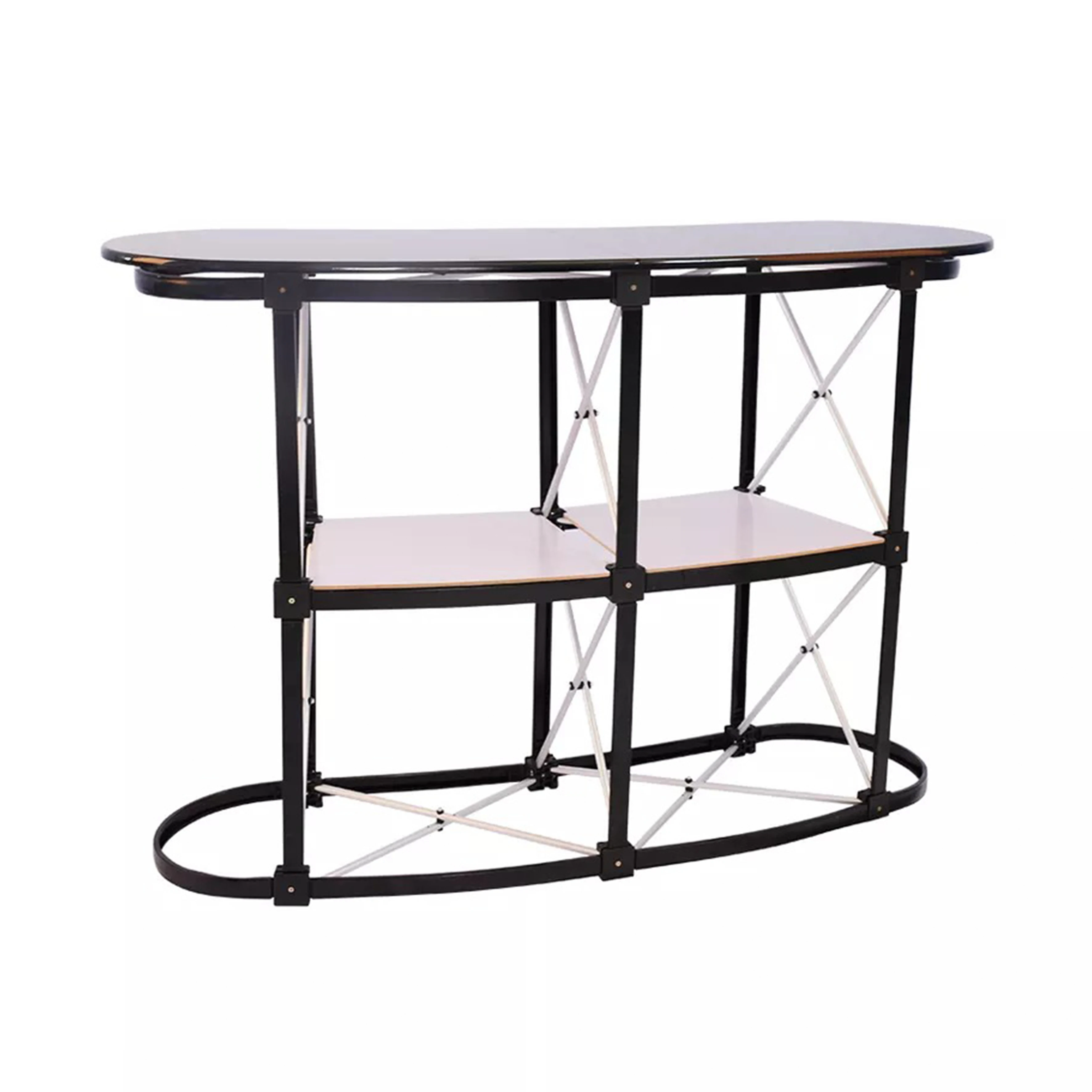 Portable Steel Pop-Up Counter Booth Foldable Aluminium Table Display for Exhibition & Reception Promotion
