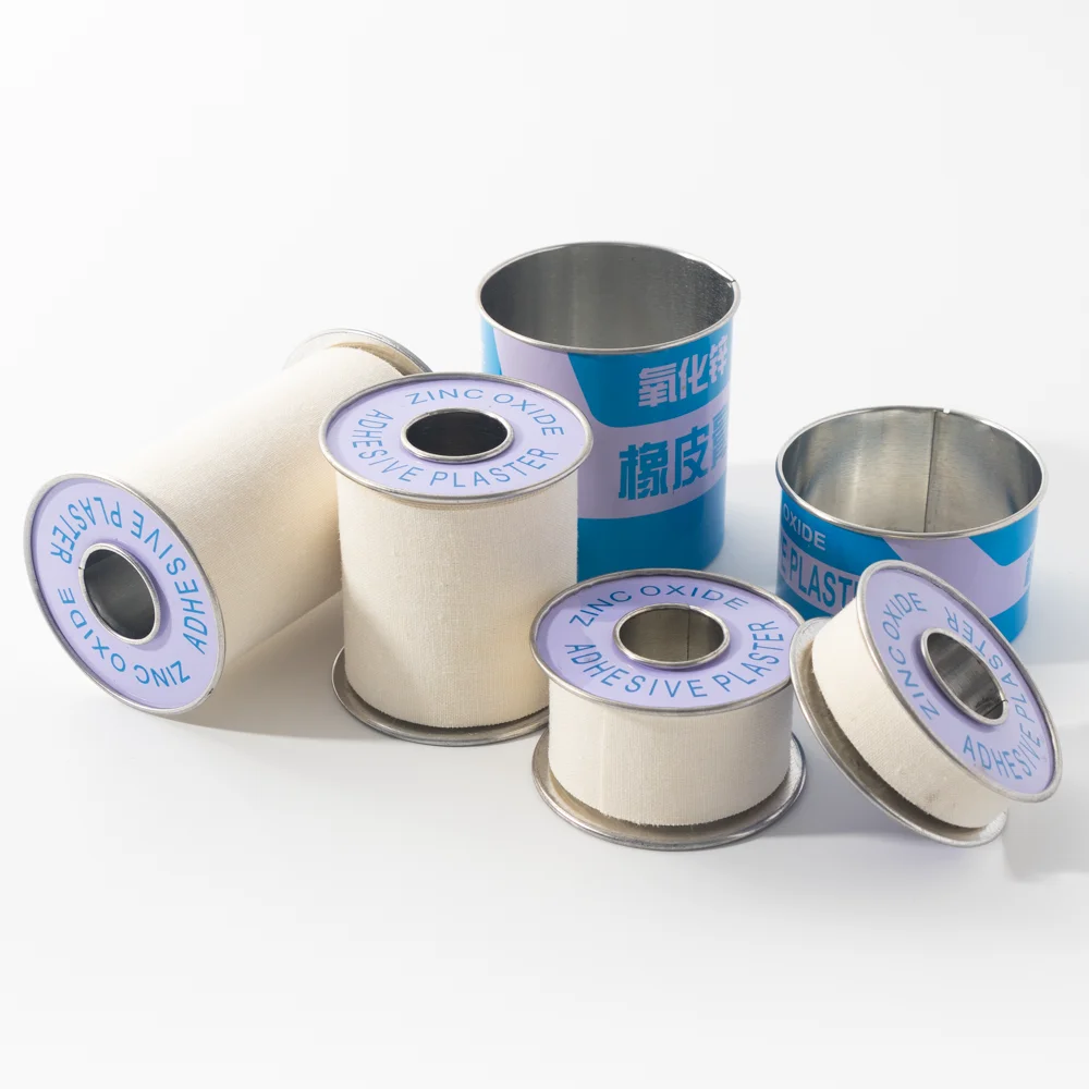 Custom Size 1.25x5cm Medical Tape Surgical Zinc Oxide Adhesive Plaster Zinc Oxide Adhesive Tape With Tinplate For Protection