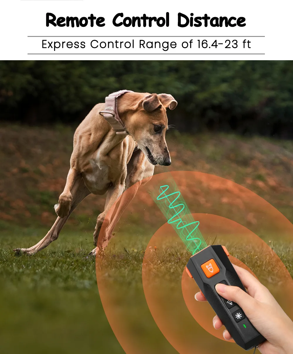 Multi Sensor Dog Anti Barking Device Ultrasonic Handheld Dog Training Tool With LED Flashlight