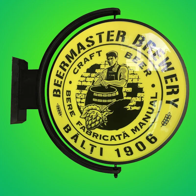 Restaurant Round Rotating Outdoor Led Advertising Light Box Pub Solar Rotating Signs