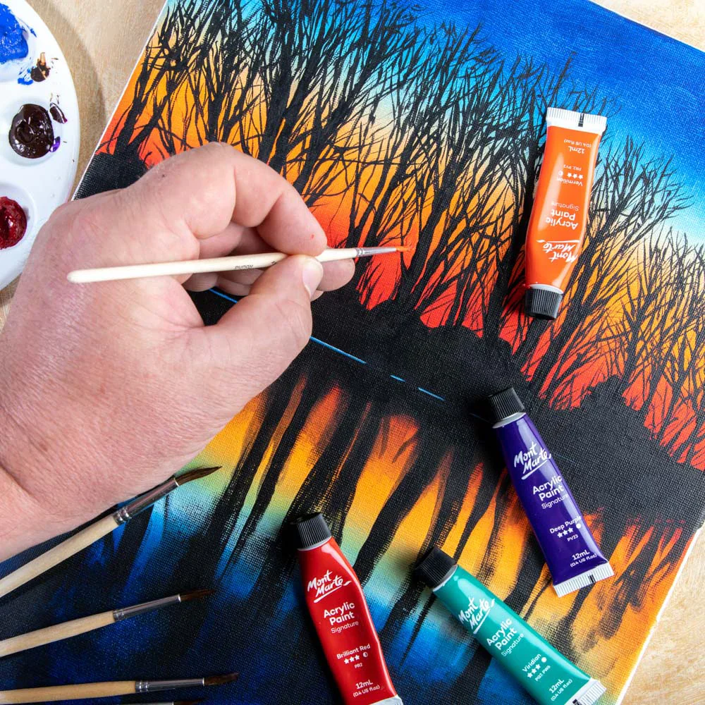 Mont Marte Natural Hair Round Brush Set 13pc artist paint brushes set