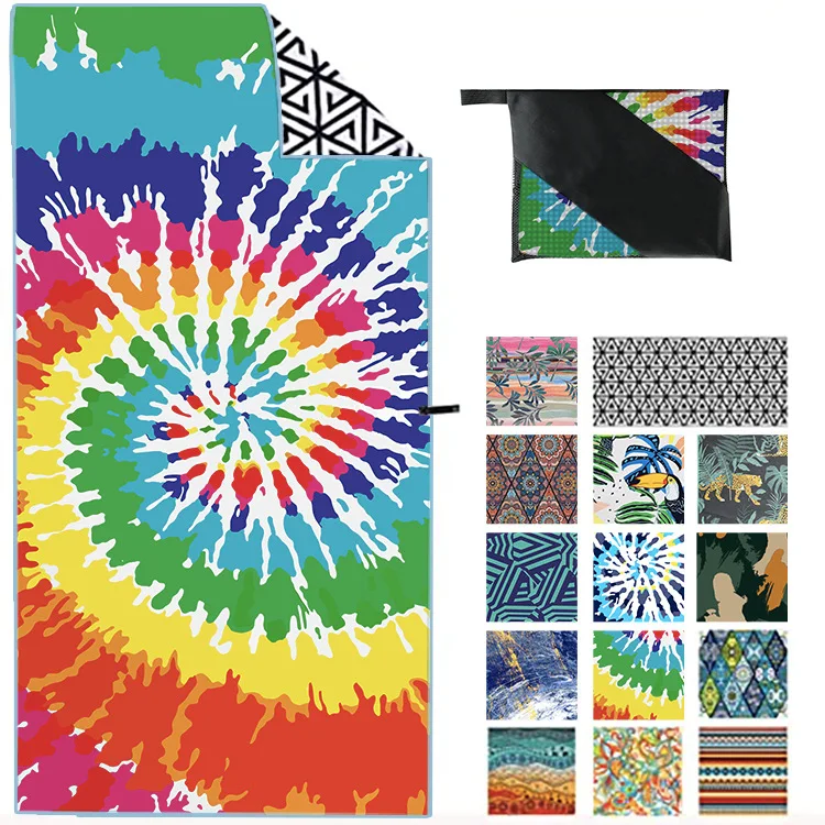  XIAOAO recycled microfiber waffle fabric Australia tesalate beach towel printed custom design double