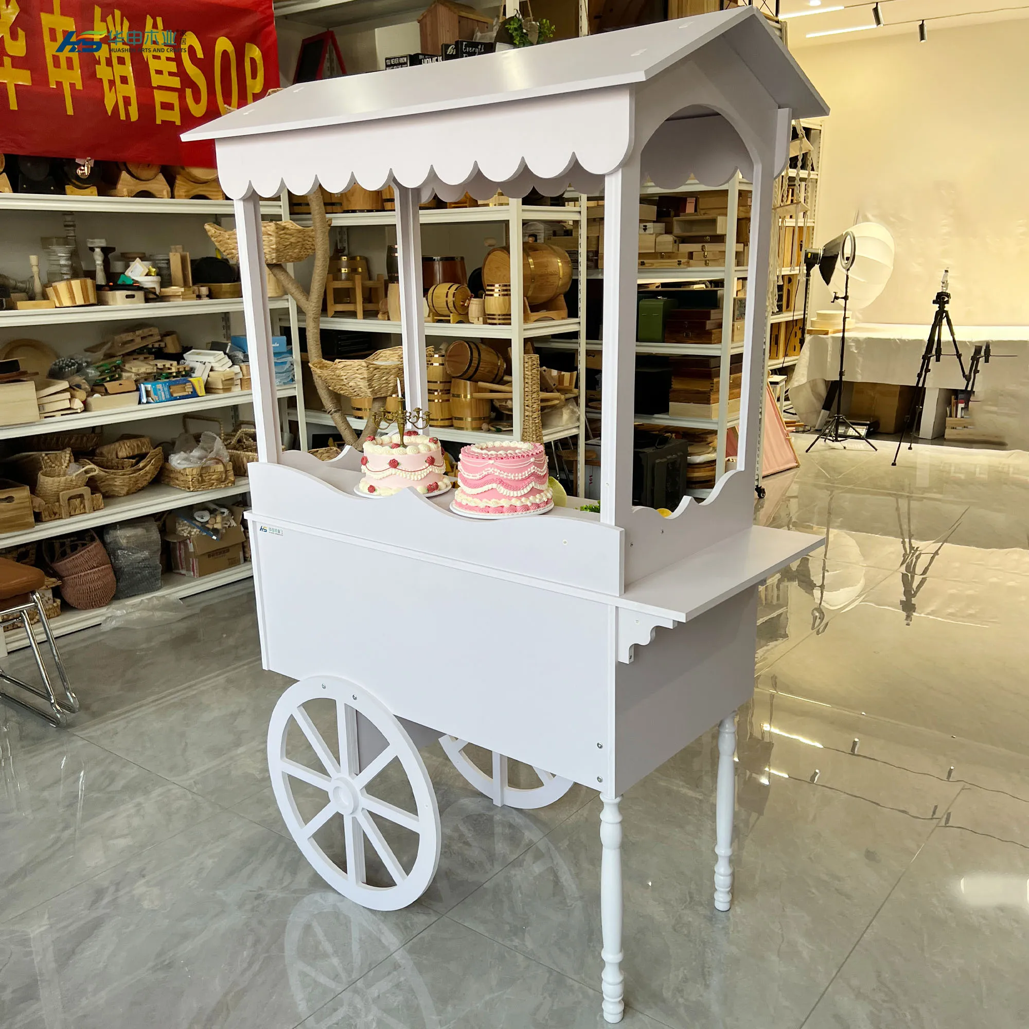 Factory wholesale hot sale Wood Party Candy Cart Sugar and Sweet Cart For Weddings Party Christmas