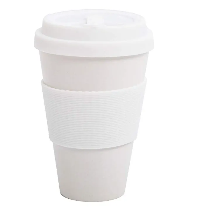 Reusable Bamboo Fiber Coffee Cup 400ml/14oz Natural Organic Eco-Friendly Travel Mug