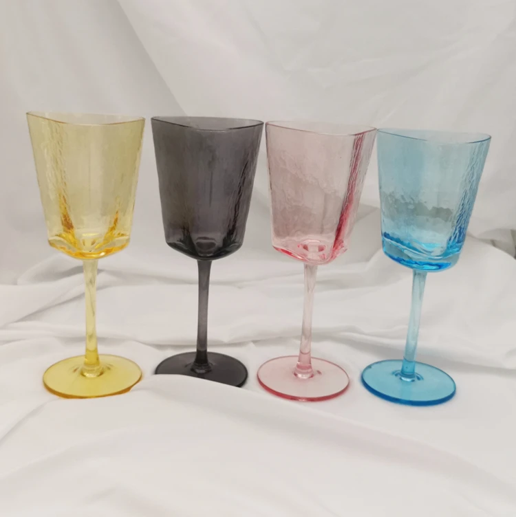 
Hot selling handmade colored elegant goblet wine bottles 750 ml glass 