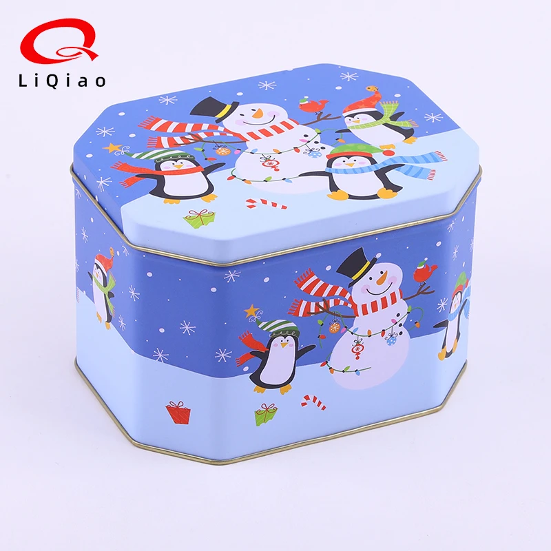 Median Size Luxury Different Printing Hexagons Metal Packaging Christmas Empty Box Purple Travel Candy Tea Gift Tin Box