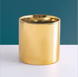 Wholesale golden electroplating Nordic succulent potted hydroponic flower pot ceramic ornaments