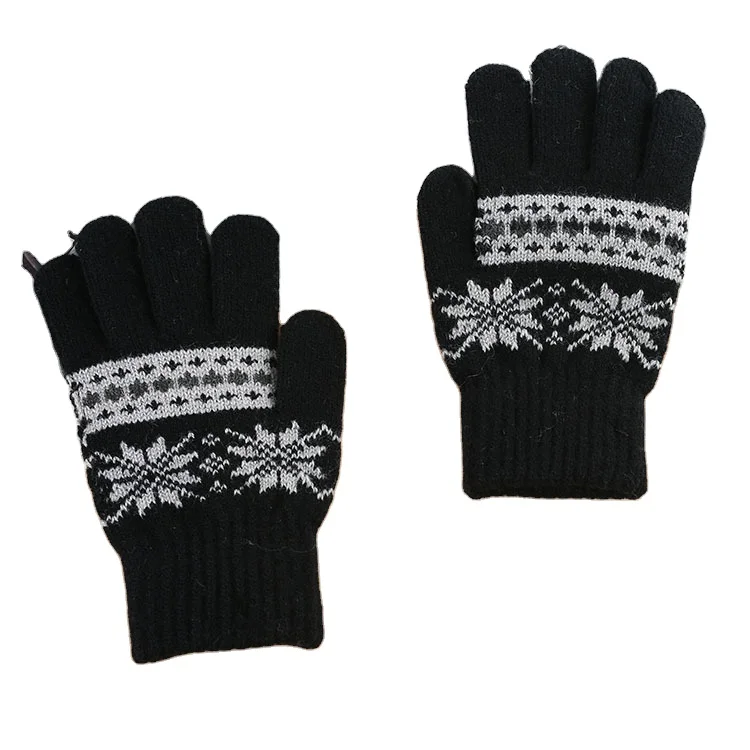 Осенне-зимние вязаные Рождественские перчатки с подкладкой в виде снежинок для верховой езды с бархатной подкладкой мужские теплые уличные перчатки заказ