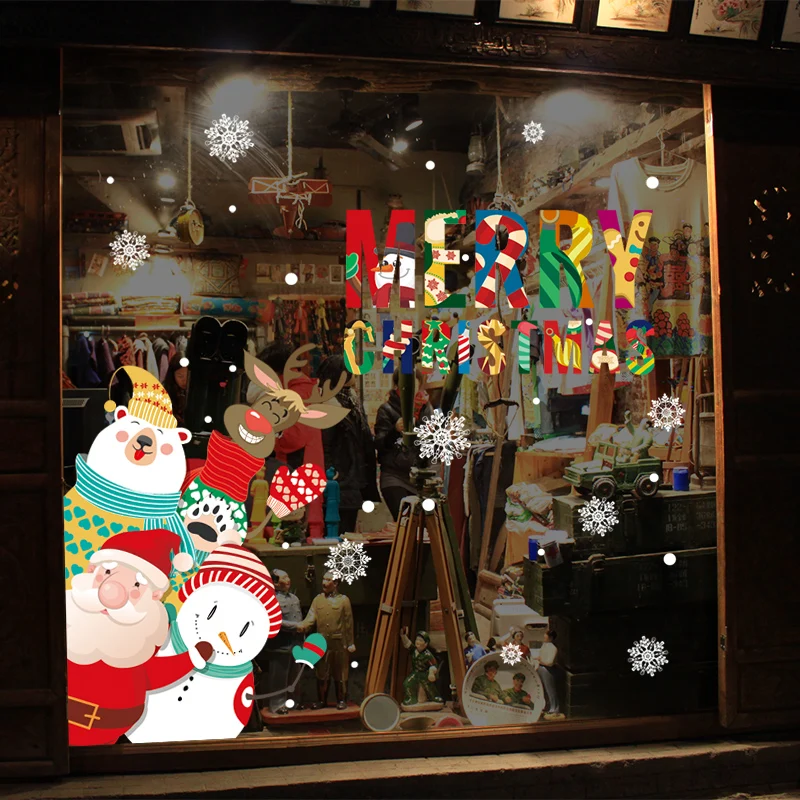 Snowflake christmas decoration sticker for shop window door