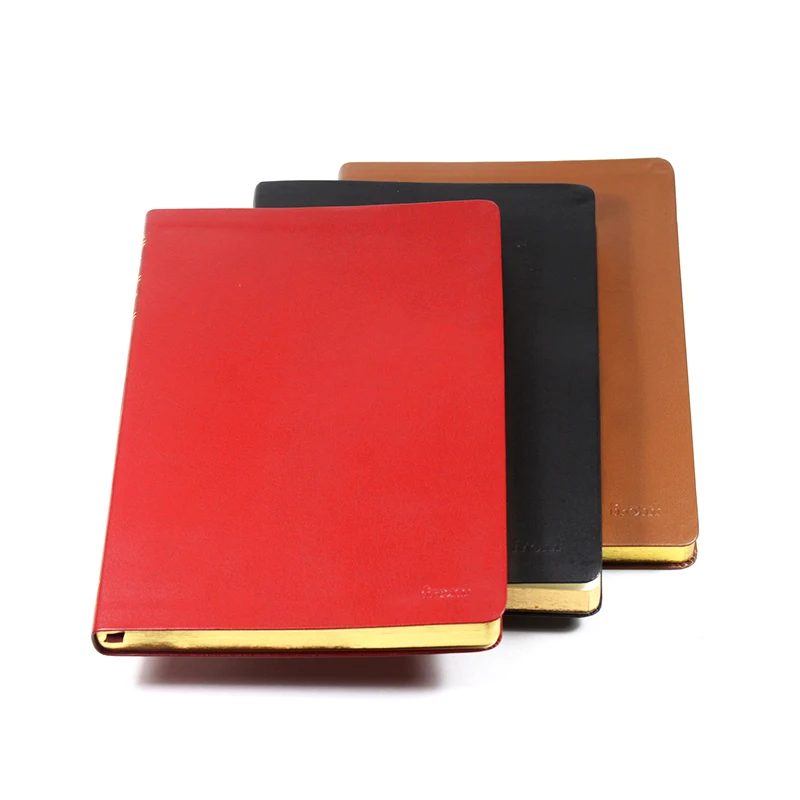 2020 new custom embossed logo gold foil logo printed  note book journal  business gift grid dot a5 leather notebooks