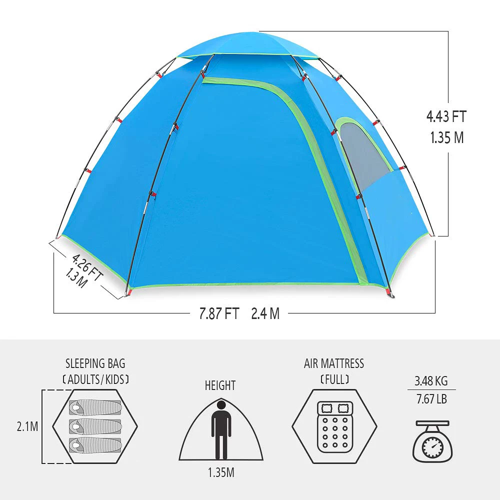Factory Hot Sale Camping Tent Backpacking Waterproof Tent Outdoor Dome Tent with Wind Protection
