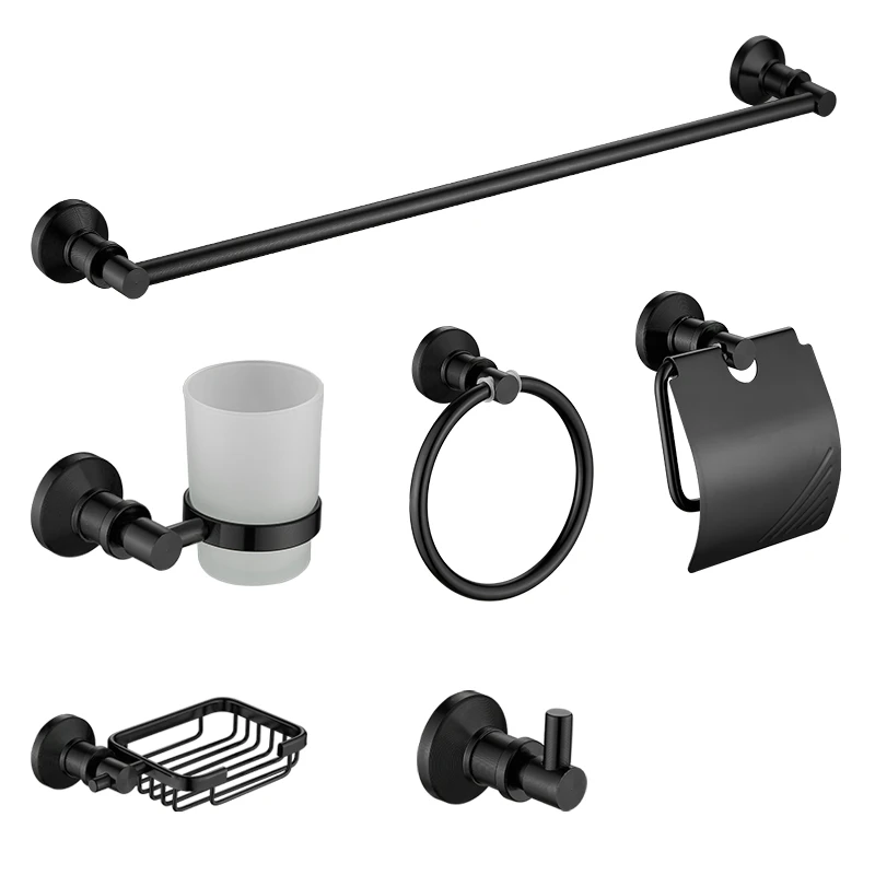 Modern space aluminium bathroom accessories  High Quality space aluminium Bathroom Accessories 6 Pieces Set Bathroom pendant set