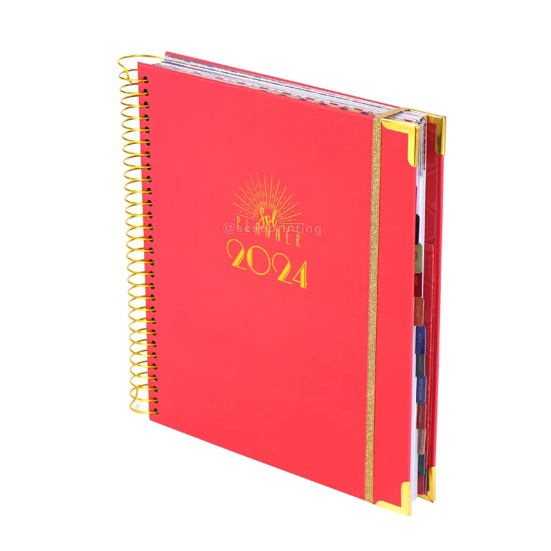 Custom Logo Journal Notebook Printing Spiral Diary Weekly Monthly Schedule Planner with Pocket