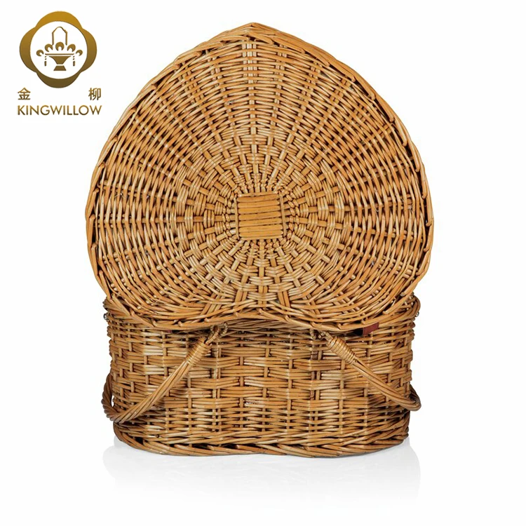 Kingwillow фрукты еда и напитки корзина для хранения плетеную в форме сердца Корзина для пикника, корзина натуральный цвет для 2 человек 45x35x26cm