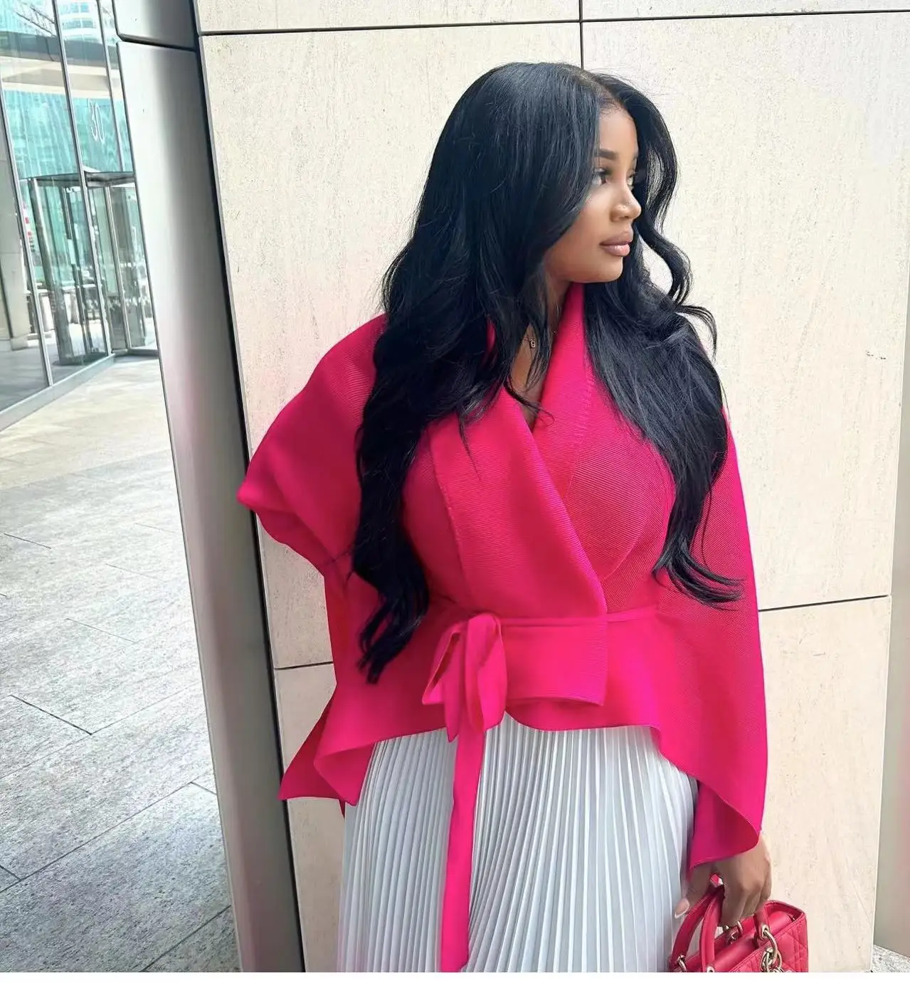 Casual African style Quarter Sleeves Issey Miyaki Pleat Plus Size Gradient Color Women Two pieces Skirt set Clothing