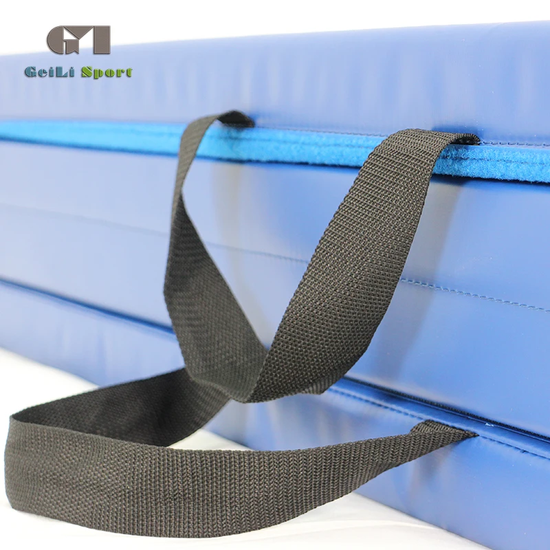 Hot sale eco-friendly four folding school gym cheer blue fitness equipment mat