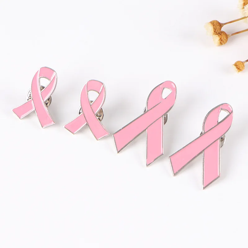 Custom Pink Ribbon Breast Cancer Hard Soft Enamel Lapel Pin Badge