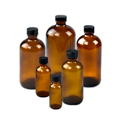 1/2OZ 1OZ 2OZ 4OZ 8OZ 16OZ 32OZ  Amber Boston Round pharmaceutical Glass Bottle IN AMBER CLEAR BLUE GREEN COLOR