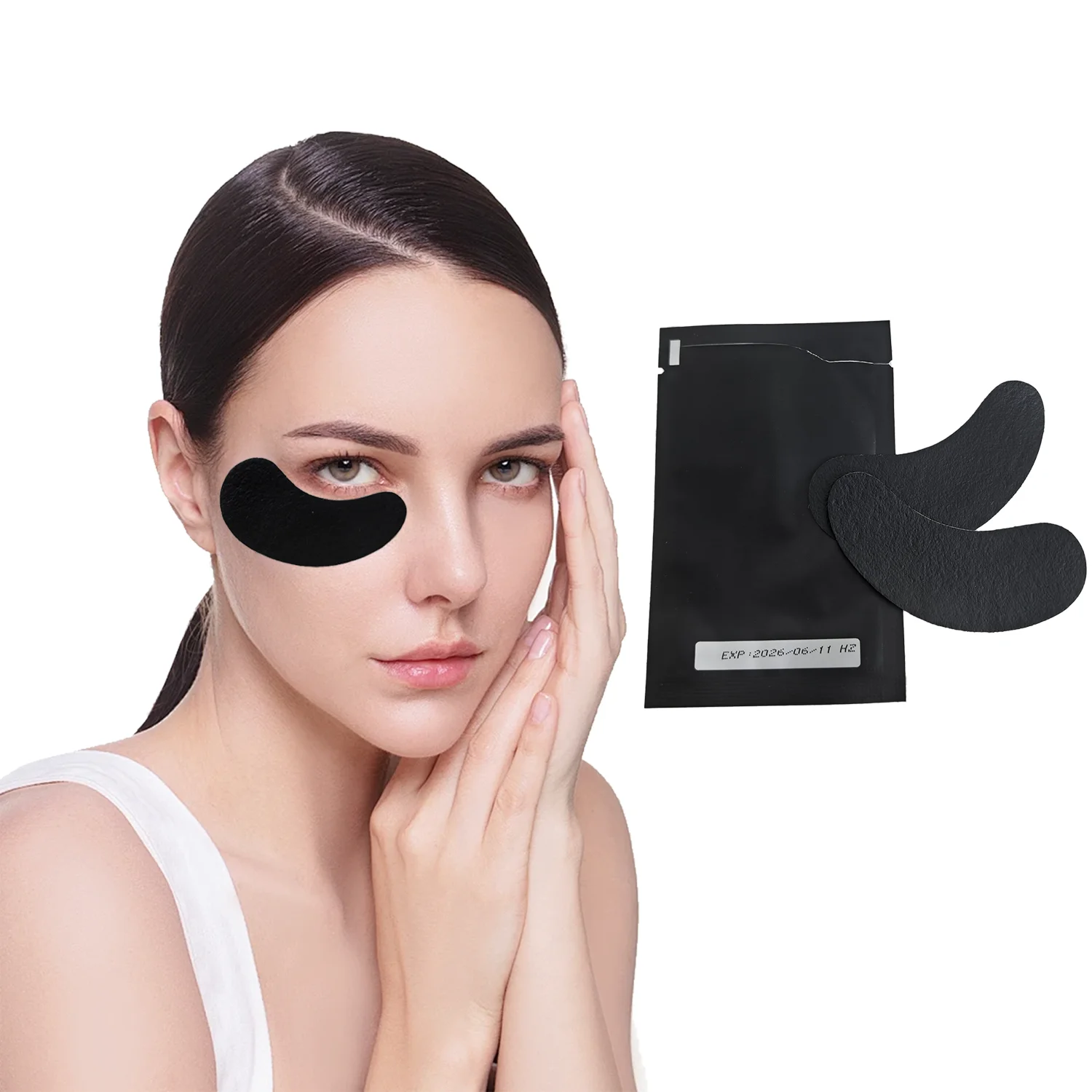Black Color Private Label Gel Under Eye Pads for Eeylash Extensions OEM Eye Patches black adhesive eyelash extension