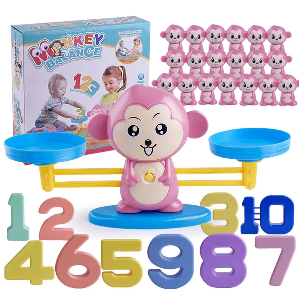 Monkey Digital Balance Scale Toy Early Learning Balance Children Enlightenment Digital Addition And Subtraction Math Scales Toys