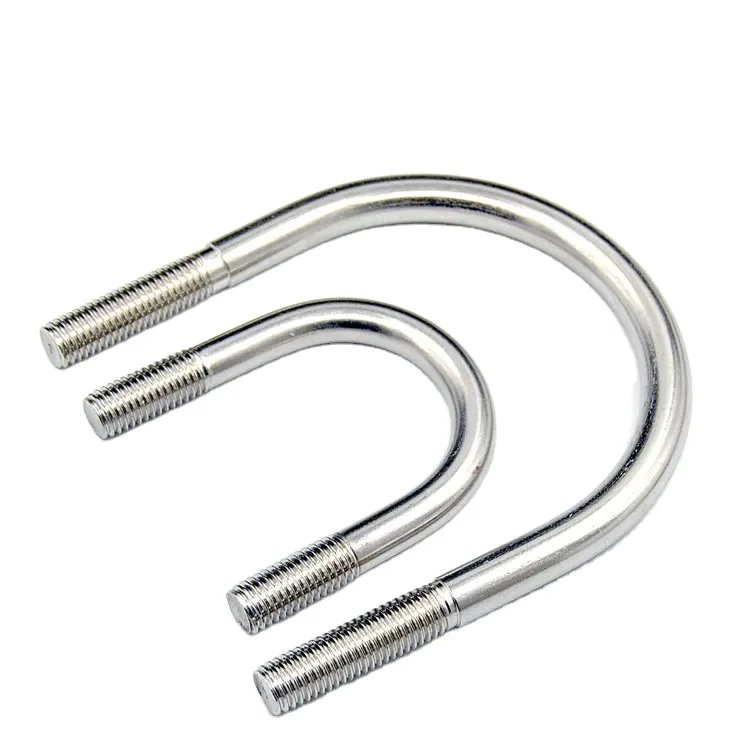 DIN3570  Monel Alloy Carbon Steel U-Shaped Bolt M6 M8 M10 M12 M16 Threads Zinc Plated Plain Available 16mm 20mm 150mm U/J -Bolt