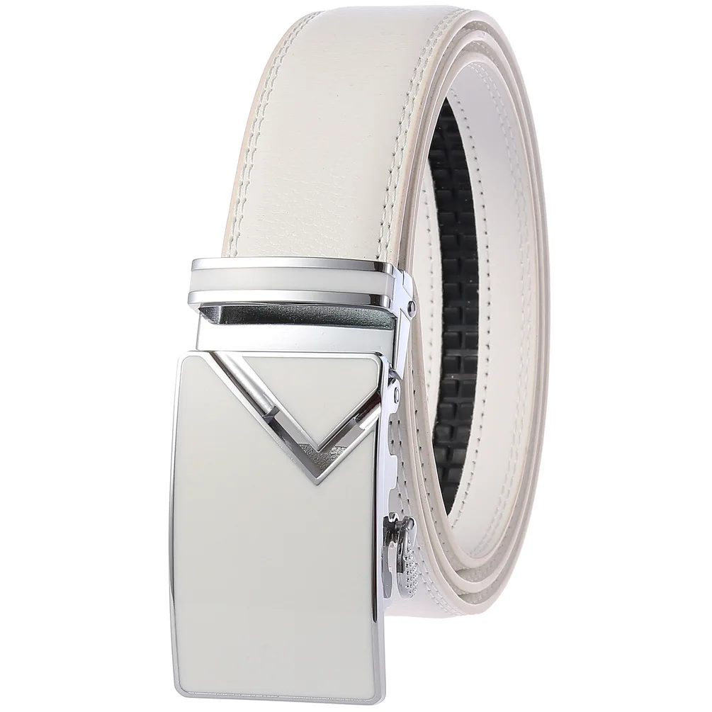 yb113 Many Color White Red Blue Cowhide Leather Ratchet Belt for Men Sport Business