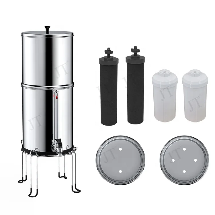 Travel Stainless Steel Bucket Gravity Water Filter with 2 Fluoride Filters