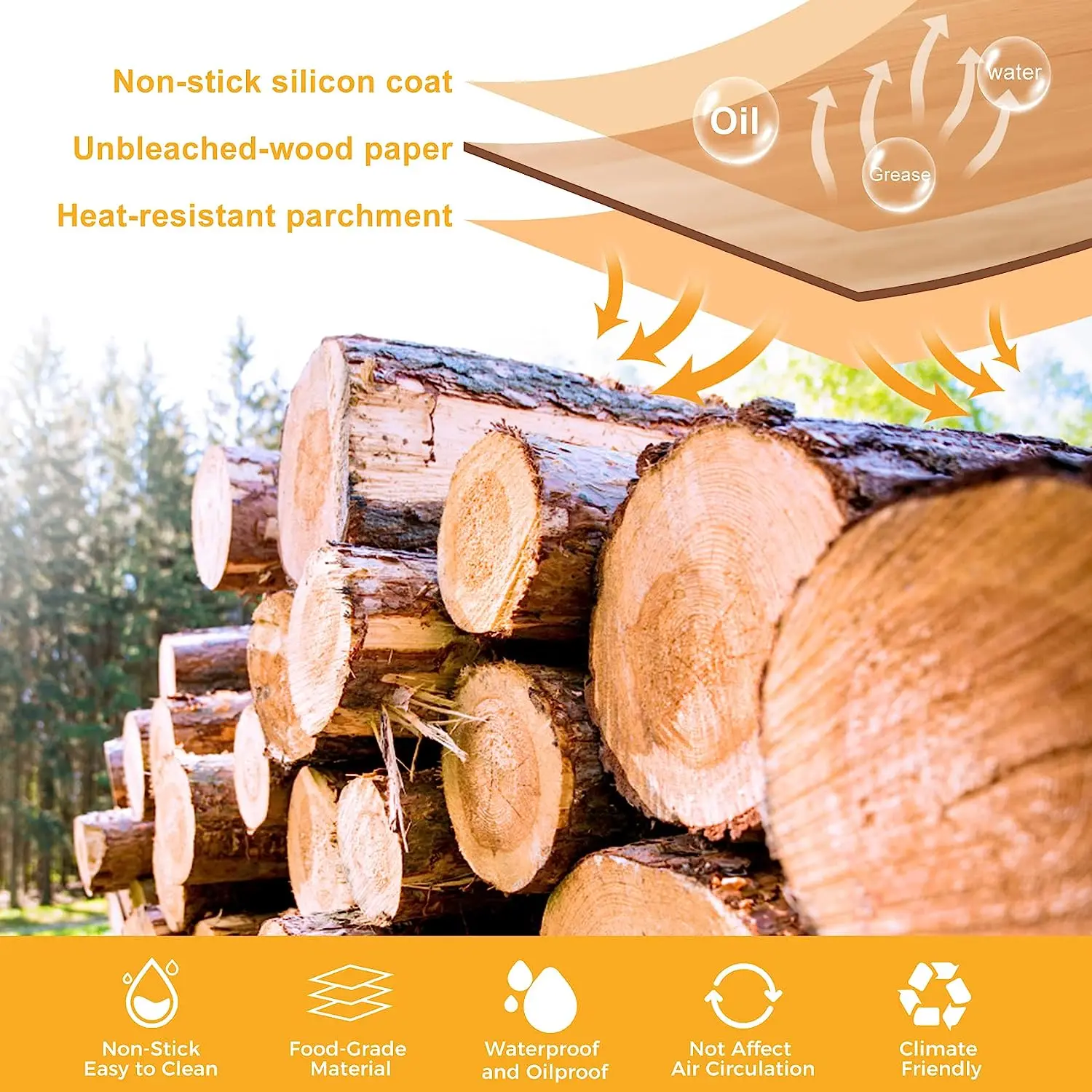 Eco-friendly Unbleached Parchment Paper For Healthy Cooking Heat-resistant Perforation Air Fryer Paper Sheet