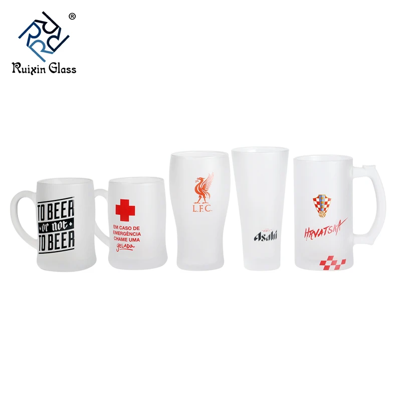 Frosted blank 16 oz 13oz glass beer mug with logo