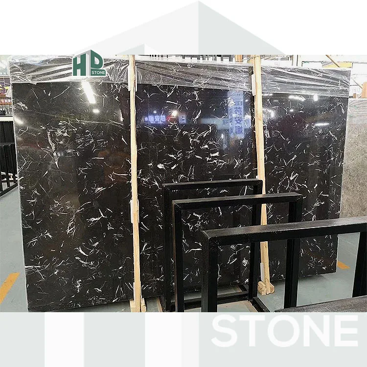 High-quality natural stone black marble slab with white veins for natural stone slabs from China