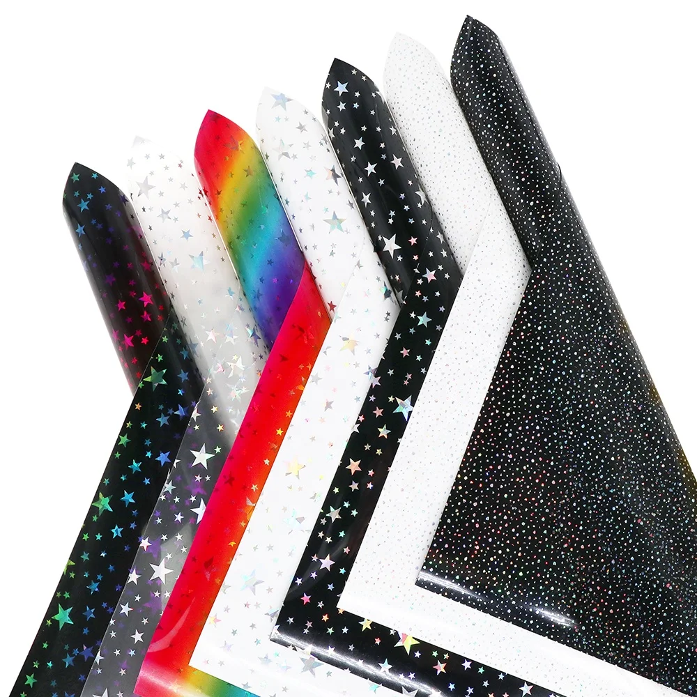 Holographic Stars Iron on Press Cricut Hot Fix Vinyl Heat Transfer Vinyl Sheets in Transfer Film T-shirt Clothing