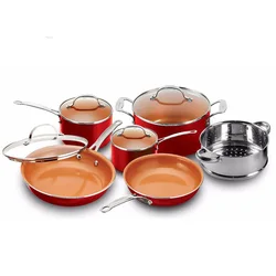 Popular Classic Fashion Copper Color Non Stick Ceramic Cooking Frying Pan Dishwasher Safe Panci With Stainless Steel Handle