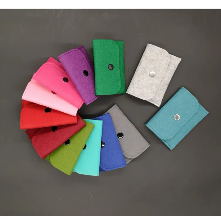 Multifunctional Leather Card Wallet with Felt Coin Purse Pouch for Food Storage Bags